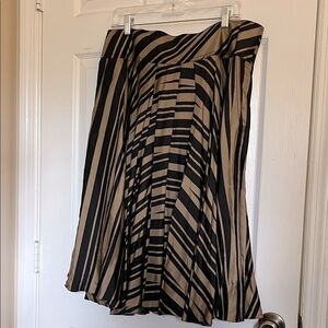 DKNY A-Line Skirt with Black and Tan Stripes